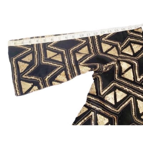 Billabong Designer’s Closet Large Black & Gold Sequin Fete Setter Dress - Picture 10 of 12